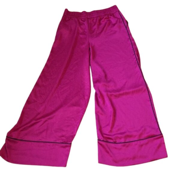Victoria's Secret Satin PJ Pants L NWT Pajama Fuchsia With Black Stripe - Picture 4 of 11